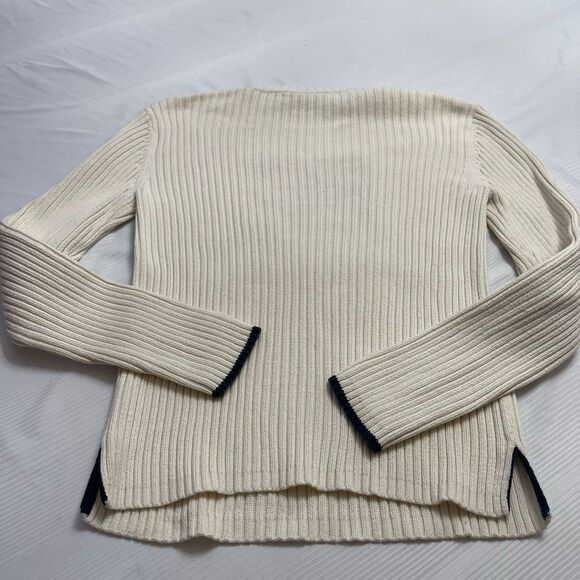 Vtg Ralph Lauren Sweater Womens L Cream US Flag Embroidered Crew Neck Cotton - Picture 7 of 8